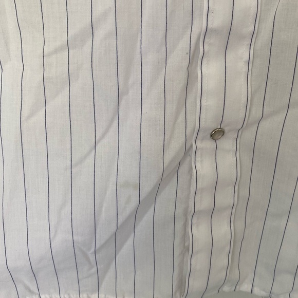 VINTAGE Pearl Snap Pin Stripe White Short Sleeve Mens Shirt Size 18 Made in USA - Picture 5 of 6